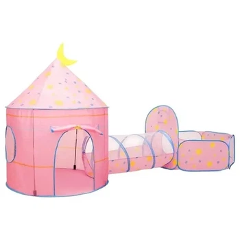 Дитячий ігровий намет RIAS "Замок" 3в1 з тунелем та басейном для кульок Pink (3_04953)