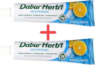 Упаковка зубной пасты Dabur Herb'l Отбеливающая Соль и Лимон 150 г х 2 шт (6291069707175)
