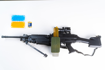 Дитячий іграшковий кулемет на орбізах Орбіган M249 Чорний стріляє гідрогелевими кулями Гель бластер акумуляторний + 2500 орбізів
