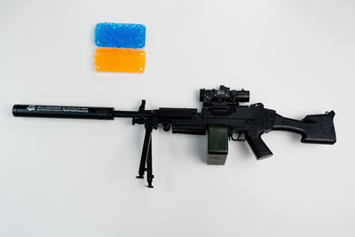 Дитячий іграшковий кулемет на орбізах Орбіган M249 Чорний стріляє гідрогелевими кулями Гель бластер акумуляторний + 500 орбізів