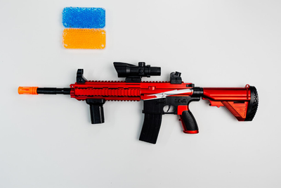Дитячий іграшковий автомат на орбізах Орбіган HK416 Червоний стріляє гідрогелевими кулями Гель бластер акумуляторний + 1000 орбізів