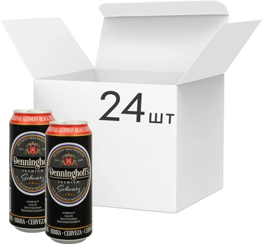 Упаковка пива Denninghoff's Schwarz темное фильтрованное 4.9% 0.5 л x 24 шт (4250501595550)