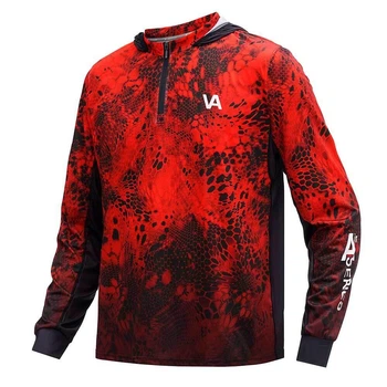 Худи дышащая для рыбалки VA REPTILE SKIN Bloody Red, размер 4XL, солнцезащитная с фильтром UPF50+