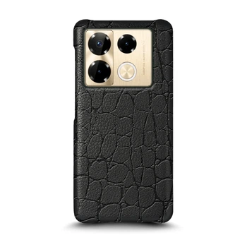 Кожаная накладка Stenk Reptile Cover для Infinix Note 40 Pro Plus Чёрная (76932)