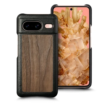 Кожаная накладка Stenk WoodBacker для Google Pixel 8 Чёрная (76154)