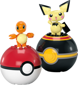 Klocki konstrukcyjne Mattel Mega Pokemon Pokeball Charmander i Pichu 40 elementów (0194735235759)