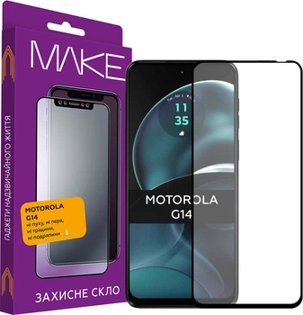 Захисне скло MAKE для Motorola G14 Black (MGF-MG14)