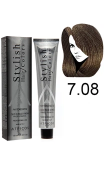 Atricos Stylish hair colors Перманентний барвник із низьким вмістом аміаку 7.08 - Світлий лісовий горіх