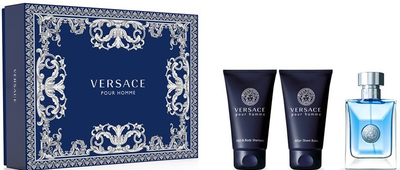 Подарунковий набір для чоловіків Versace Pour Homme Туалетна вода 50 мл + Бальзам після гоління 50 мл + Шампунь 50 мл (8011003879311)