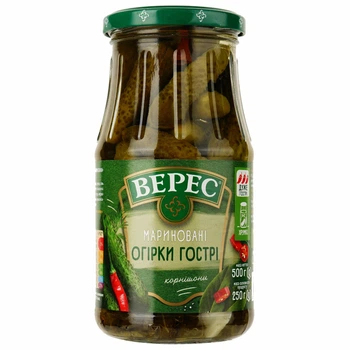 Огірки Верес Мариновані Гострі 500 г