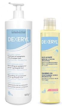 Zestaw kosmetyków do pielęgnacji Pierre Fabre Dermatologie Dexeryl Moisturises & Repairs Krem zmiękczający 500 ml + Olejek 200 ml (3592610002392)