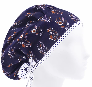 Медицинская шапочка-чепчик женская HeadwearUniverse универсальная принт Цветы на синем