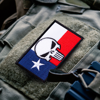 Набор шевронов на липучке IDEIA Флаг Штата США Техас с Черепом Карателя 5 х 8 см 2 шт Синий (4820227287123)