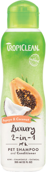 Szampon-odżywka TropiClean Papaya & Coconut nawilżający dla psów i kotów (0645095202504)