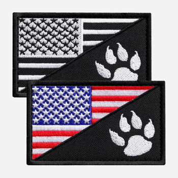 Набор шевронов на липучке IDEIA Флаг США и лапка 5 х 8 см 2 шт Черный (4820227287369)