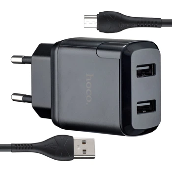 СЗУ Hoco N7 Speedy dual port charger set Lightning (EU) Black