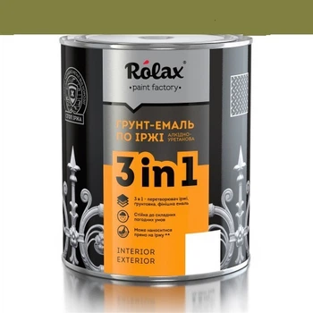 Грунт-эмаль по ржавчине Rolax 411 матовая хаки-олива 0,75л