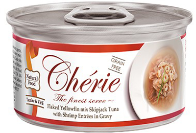 Вологий корм для котів Pettric Cherie мікс тунця з креветками в соусі 80 г (4712937600357)