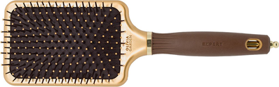 Гребінець для волосся Olivia Garden Expert Care Rectangular Nylon Brites з нейлоновою щетиною Gold&Brown (5414343020741)