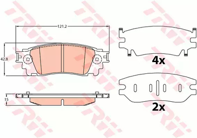 Гальмівні колодки дискові LEXUS NX200t/NX300h 14, TRW (GDB4459)