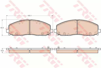 Гальмівні колодки дискові CHRYSLER/FIAT/VW Voyager/Freemont/Routan F 11, TRW (GDB1944)
