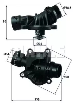 Термостат Behr BMW 1(E87, E87N)3(E46,E93,E92,E90)5(E60,E61)6(E64,E63)7(E65, E66), MAHLE/KNECHT (TI23488)