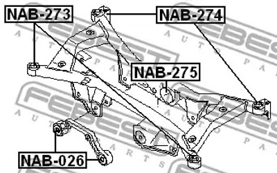 Сайлентблок дифференциала (подушки) Primera 01-07, FEBEST (NAB026)