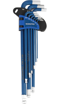 Набор ключей шестигранных метрических с шариковым окончанием Workpro PRO+ CR-V 9 шт (WP222011)