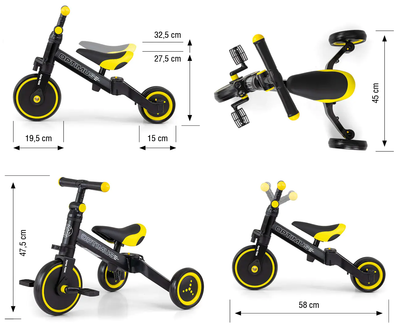 Триколісний велосипед Milly Mally Optimus 3 in 1 Чорний (5901761128222)