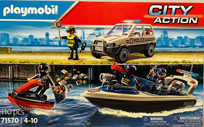 Набір поліцейського транспорту Playmobil City Action Поліцейська машина + Поліцейський човен + Гідроскутер 110 деталей (4008789715708)