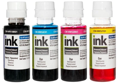 Комплект чорнил 4 шт для принтера ColorWay for HP Ink Tank 115/315/415 (4х100 мл) Color (CW-HP51/HW52SET01)