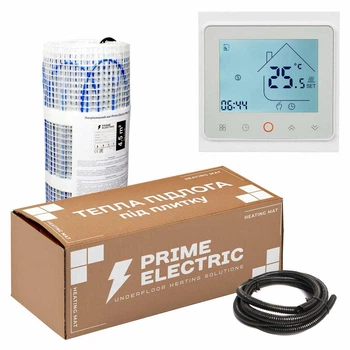 Тепла підлога Prime Electric PM-175 15 м² 2625 Вт нагрівальний мат з програмованим Wi-Fi терморегулятором білим (10175-0080)