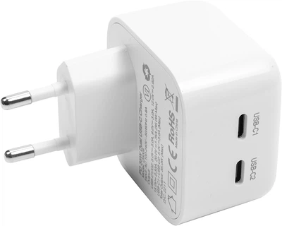 Мережевий зарядний пристрій CHOETECH 2xUSB Type-C 35W PD 3.0 QС 3.0 White (Q5008)
