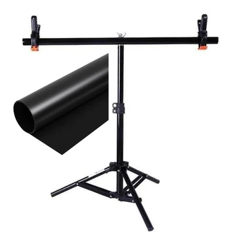 Комплект Держатель фона + Черный ПВХ Фон 68×130 см Prolight