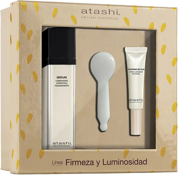 Zestaw do pielęgnacji twarzy Atashi Firmness and Brightness Odmładzające serum do twarzy 50 ml + Krem do skóry wokół oczu 15 ml + Masażer do twarzy (8429449103936