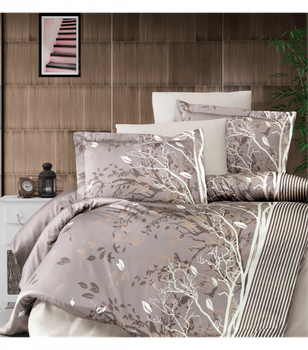 Комплект постельного белья Satin Cotton First Choice - First Choice - S-323 Living Brown - Евро - Светло-коричневый