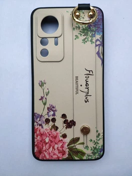 Силиконовый чехол для Xiaomi 12T с ремешком-подставкой Flowerplus