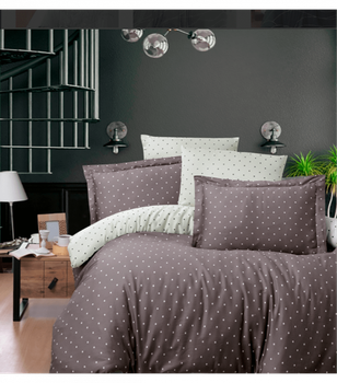 Комплект постельного белья Satin Cotton First Choice - First Choice - S-353 Point Brown - Полуторный - Коричневый
