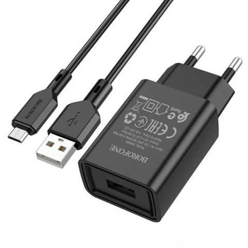 Сетевое Зарядное Устройство Borofone BA68A Micro 1USB 2.1A Цвет Черный