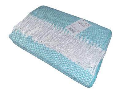 Плед хлопковый Vladi Валенсия Boucle 200х220 бело-мятный