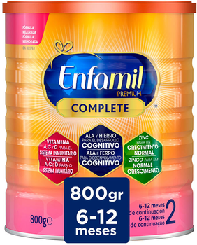 Молочна суміш для дітей Enfamil Premium Complete 2 6 - 12 місяців 800 г (8712045036976)