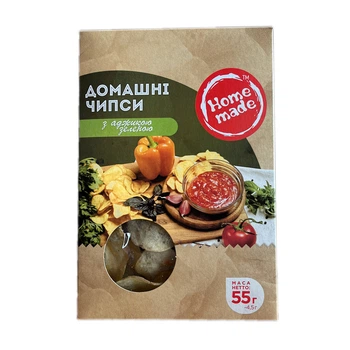 ​​​​​​​Картофельные чипсы домашние натуральные с зеленой аджикой, "Home made" 55 г