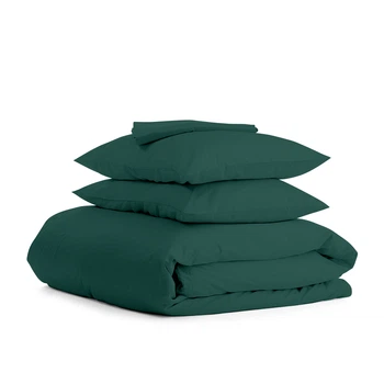 Двоспальне ліжко з простирадлом на гумці Dark Green COSAS Зелений 180х220 см