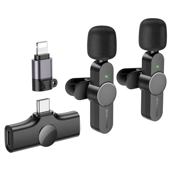 Бездротова мікрофонна система BOROFONE BFK12 Trophy lavalier wireless digital microphone (iP/Type-C) Black