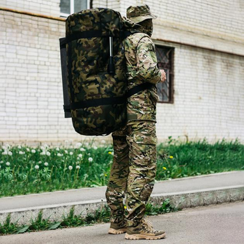 Універсальна сумка баул військова, армійський баул камуфляж Оксфорд 120 л тактичний баул-рюкзак