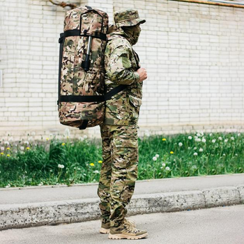Універсальна сумка баул військова, армійський баул мультикам Оксфорд 100 л тактичний баул-рюкзак