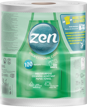 Бумажные полотенца Zen Professional care 770 отрывов 100 м 2 слоя 1 рулон (5944582100312)