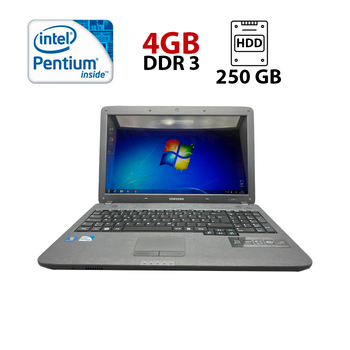 Ноутбук Samsung R530 / 15.6" (1366x768) TN / Intel Pentium T4500 (2 ядра по 2.3 GHz) / 4 GB DDR3 / 250 GB HDD / Intel HD Graphics / WebCam б/у