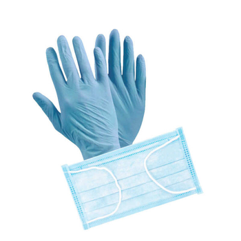 Набор перчаток 5 пар размер S и масок 5 шт., одноразовые, цвет голубой (2000006196675)