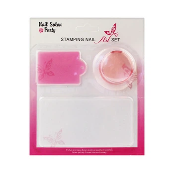 Набор для стемпинга Stamping Nail Art, штамп, скрапер и пластина, цвет розовый (2000994175584)